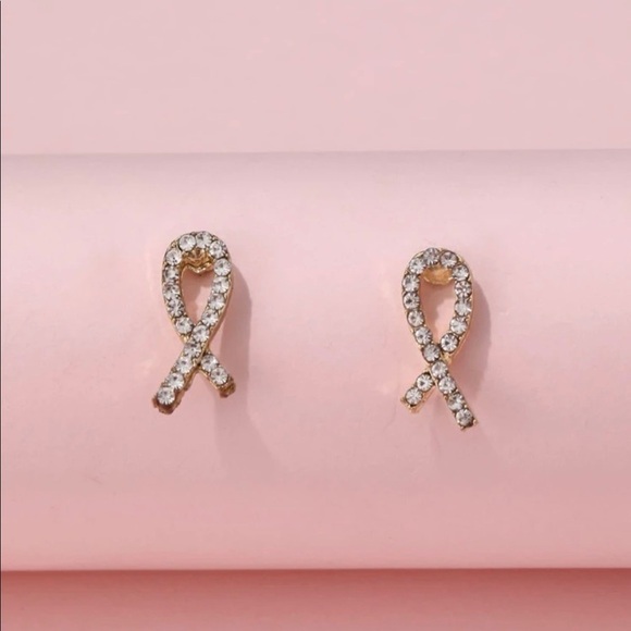 Gold Rhinestone Earrings - Picture 1 of 2
